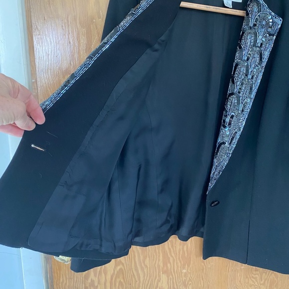 Vintage 1980s Nolan Miller for DYNASTY Black Wool Jacket w/Jet Beaded lapels - Picture 9 of 11